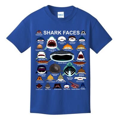Shark Faces Of All Kinds Kids T-Shirt