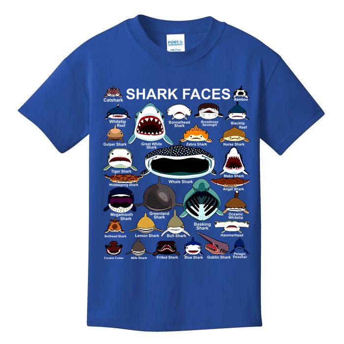 Shark Faces Of All Kinds Kids T-Shirt