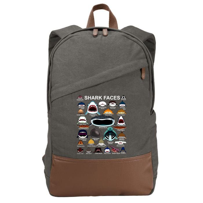 Shark Faces Of All Kinds Cotton Canvas Backpack