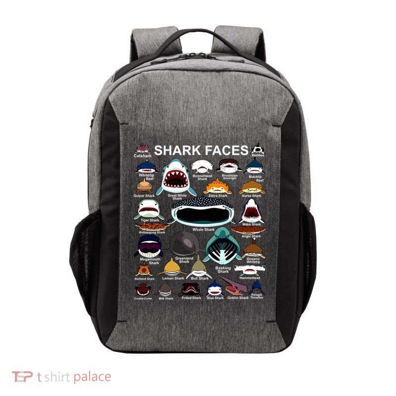 Shark Faces Of All Kinds Vector Backpack
