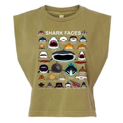 Shark Faces Of All Kinds Garment-Dyed Women's Muscle Tee