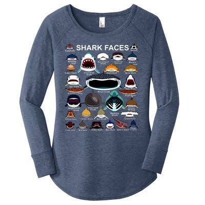 Shark Faces Of All Kinds Women's Perfect Tri Tunic Long Sleeve Shirt