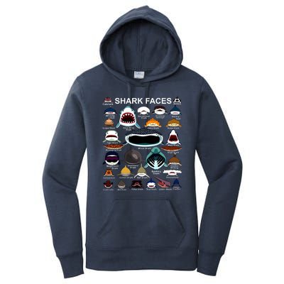 Shark Faces Of All Kinds Women's Pullover Hoodie