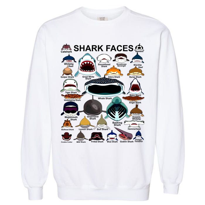 Shark Faces Of All Kinds Garment-Dyed Sweatshirt