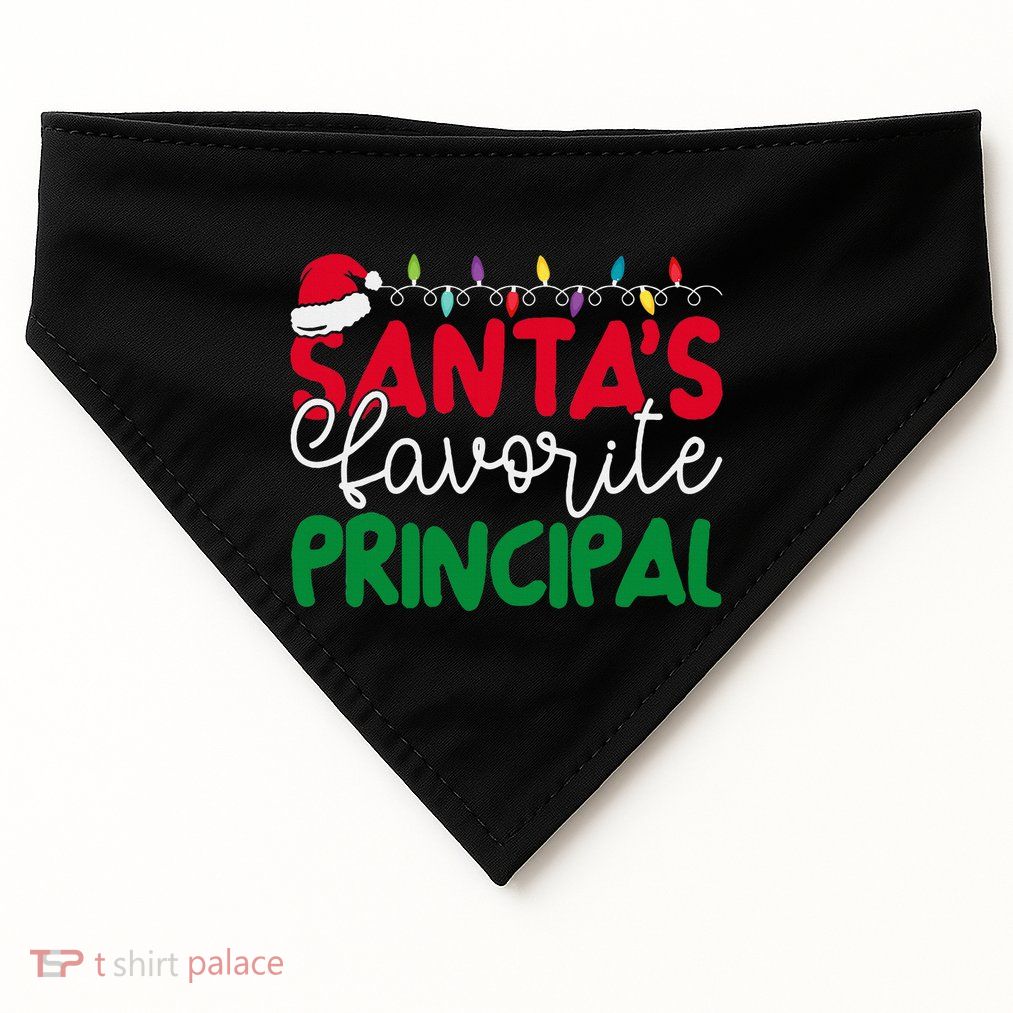 SantaS Favorite Principal Funny Christmas Gifts USA-Made Doggie Bandana