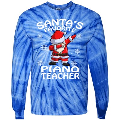 SantaS Favorite Piano Teacher Christmas Great Gift Tie-Dye Long Sleeve Shirt