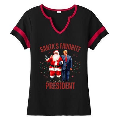 SantaS Favorite President Christmas Trump Xmas Ladies Halftime Notch Neck Tee