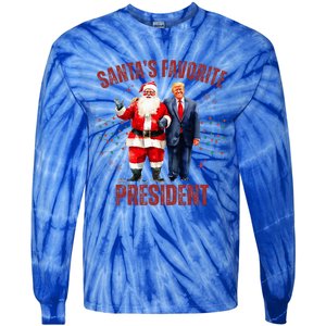 SantaS Favorite President Christmas Trump Xmas Tie-Dye Long Sleeve Shirt