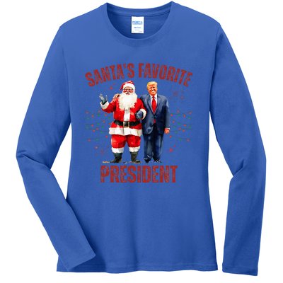 SantaS Favorite President Christmas Trump Xmas Ladies Long Sleeve Shirt