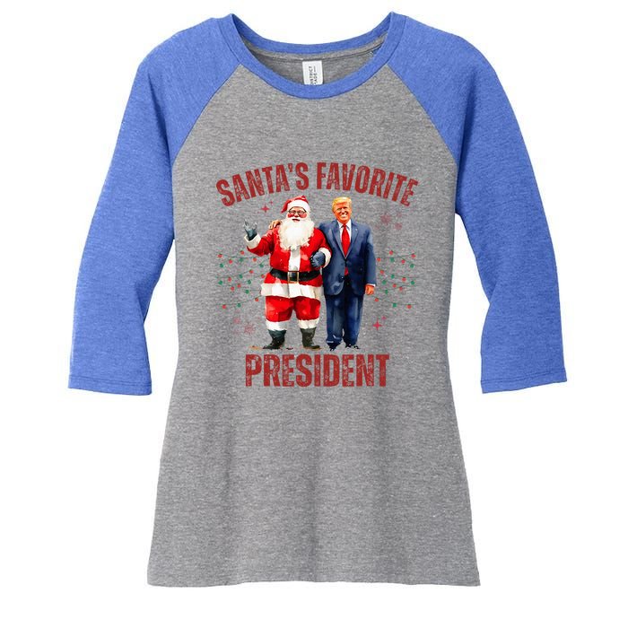 SantaS Favorite President Christmas Trump Xmas Women's Tri-Blend 3/4-Sleeve Raglan Shirt