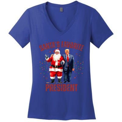 SantaS Favorite President Christmas Trump Xmas Women's V-Neck T-Shirt