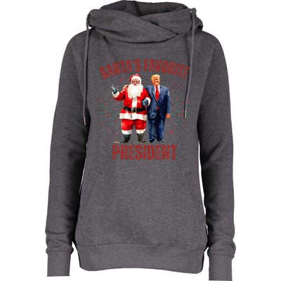 SantaS Favorite President Christmas Trump Xmas Womens Funnel Neck Pullover Hood