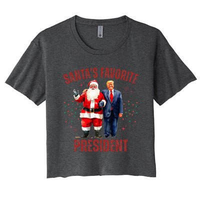 SantaS Favorite President Christmas Trump Xmas Women's Crop Top Tee