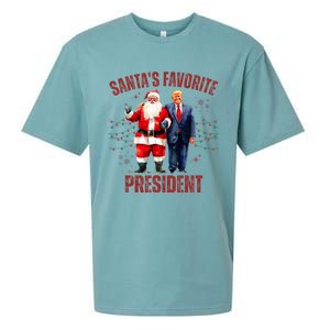 SantaS Favorite President Christmas Trump Xmas Sueded Cloud Jersey T-Shirt