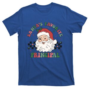 SantaS Favorite Principal Retro Groovy Santa Face Christmas Gift T-Shirt