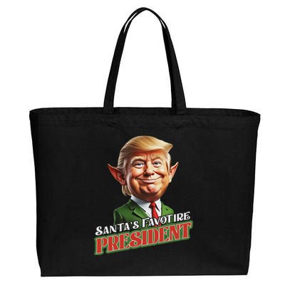 SantaS Favorite President Donald Trump Elf Christmas Maga Cotton Canvas Jumbo Tote