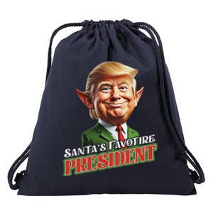 SantaS Favorite President Donald Trump Elf Christmas Maga Drawstring Bag