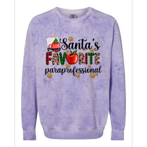 SantaS Favorite Para Christmas Paraprofessional Teacher Gift Colorblast Crewneck Sweatshirt