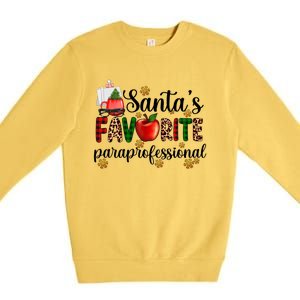 SantaS Favorite Para Christmas Paraprofessional Teacher Gift Premium Crewneck Sweatshirt