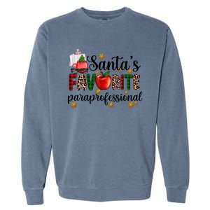 SantaS Favorite Para Christmas Paraprofessional Teacher Gift Garment-Dyed Sweatshirt