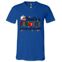 SantaS Favorite Para Christmas Paraprofessional Teacher Gift V-Neck T-Shirt