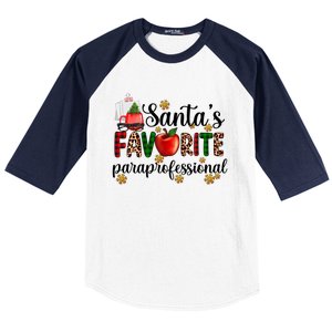 SantaS Favorite Para Christmas Paraprofessional Teacher Gift Baseball Sleeve Shirt