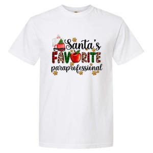 SantaS Favorite Para Christmas Paraprofessional Teacher Gift Garment-Dyed Heavyweight T-Shirt