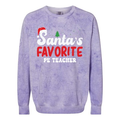 SantaS Favorite Pe Teacher Christmas Pajamas Gift Colorblast Crewneck Sweatshirt