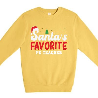 SantaS Favorite Pe Teacher Christmas Pajamas Gift Premium Crewneck Sweatshirt