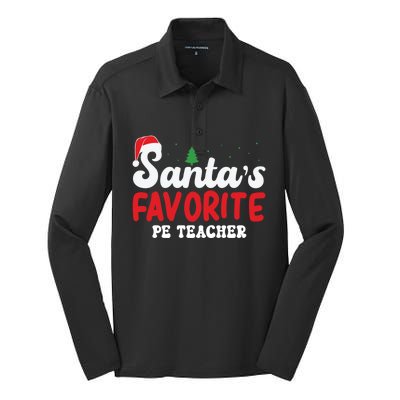 SantaS Favorite Pe Teacher Christmas Pajamas Gift Silk Touch Performance Long Sleeve Polo