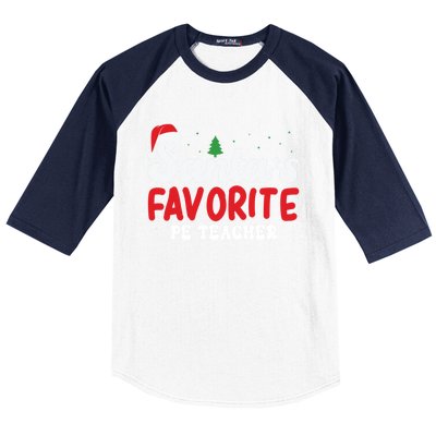 SantaS Favorite Pe Teacher Christmas Pajamas Gift Baseball Sleeve Shirt