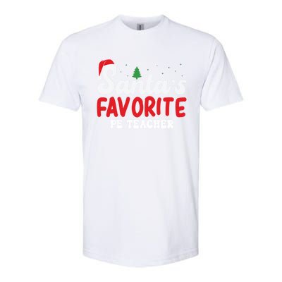 SantaS Favorite Pe Teacher Christmas Pajamas Gift Softstyle CVC T-Shirt