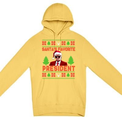 SantaS Favorite President Funny President Trump Ugly Gift Premium Pullover Hoodie