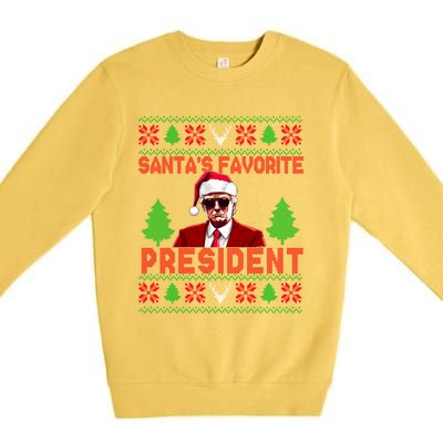 SantaS Favorite President Funny President Trump Ugly Gift Premium Crewneck Sweatshirt