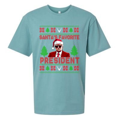 SantaS Favorite President Funny President Trump Ugly Gift Sueded Cloud Jersey T-Shirt