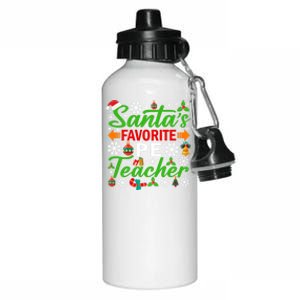 SantaS Favorite Pe Teacher Gift Funny Christmas Xmas Gift Aluminum Water Bottle