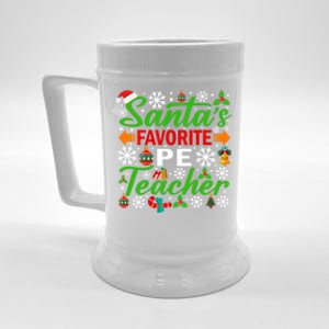 SantaS Favorite Pe Teacher Gift Funny Christmas Xmas Gift Beer Stein