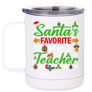 SantaS Favorite Pe Teacher Gift Funny Christmas Xmas Gift 12 oz Stainless Steel Tumbler Cup