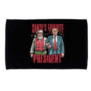 SantaS Favorite President Funny Trump Christmas Lights Xmas Funny Gift Microfiber Hand Towel