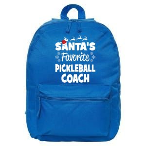 SantaS Favorite Pickleball Coach Funny Christmas Matching Gift 16 in Basic Backpack