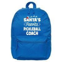 SantaS Favorite Pickleball Coach Funny Christmas Matching Gift 16 in Basic Backpack