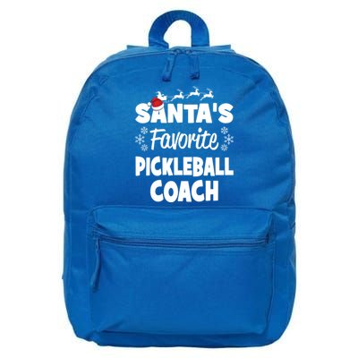 SantaS Favorite Pickleball Coach Funny Christmas Matching Gift 16 in Basic Backpack