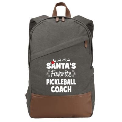 SantaS Favorite Pickleball Coach Funny Christmas Matching Gift Cotton Canvas Backpack