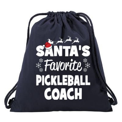 SantaS Favorite Pickleball Coach Funny Christmas Matching Gift Drawstring Bag