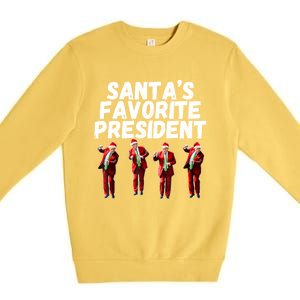 SantaS Favorite President Funny Trump Dance Santa Hat Gift Premium Crewneck Sweatshirt