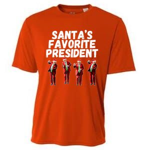 SantaS Favorite President Funny Trump Dance Santa Hat Gift Cooling Performance Crew T-Shirt