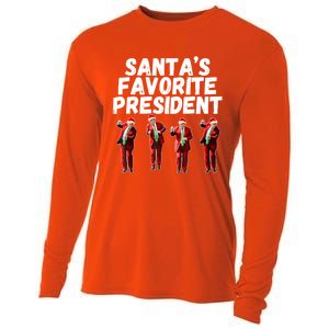 SantaS Favorite President Funny Trump Dance Santa Hat Gift Cooling Performance Long Sleeve Crew