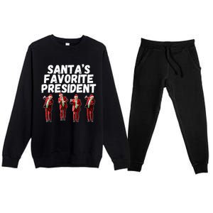 SantaS Favorite President Funny Trump Dance Santa Hat Gift Premium Crewneck Sweatsuit Set