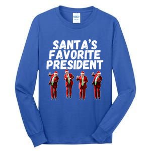 SantaS Favorite President Funny Trump Dance Santa Hat Gift Tall Long Sleeve T-Shirt