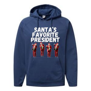 SantaS Favorite President Funny Trump Dance Santa Hat Gift Performance Fleece Hoodie